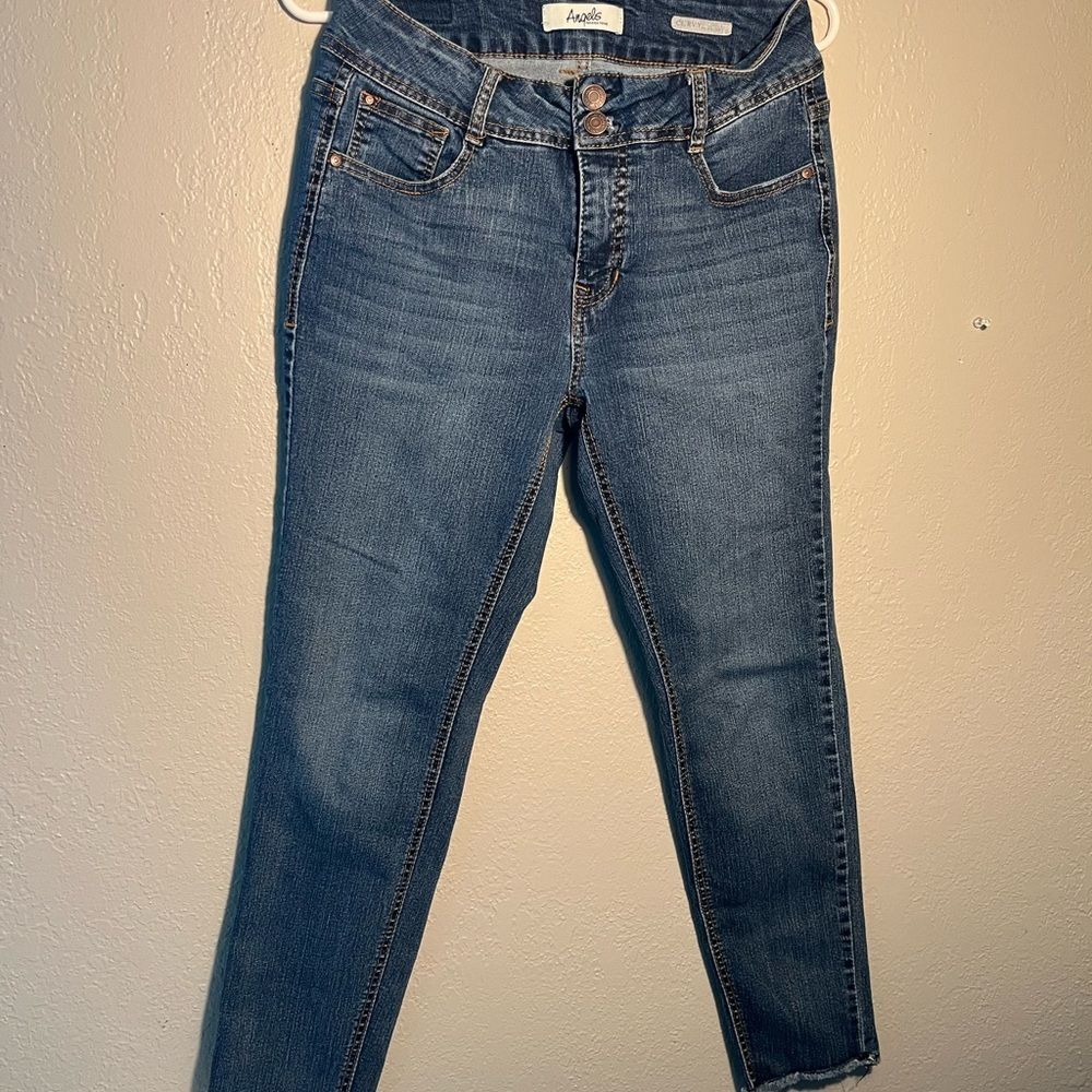 Angels Forever Young Blue Ankle Cropped Skinny Jeans SZ 8 Straight Leg Y2K 2000s